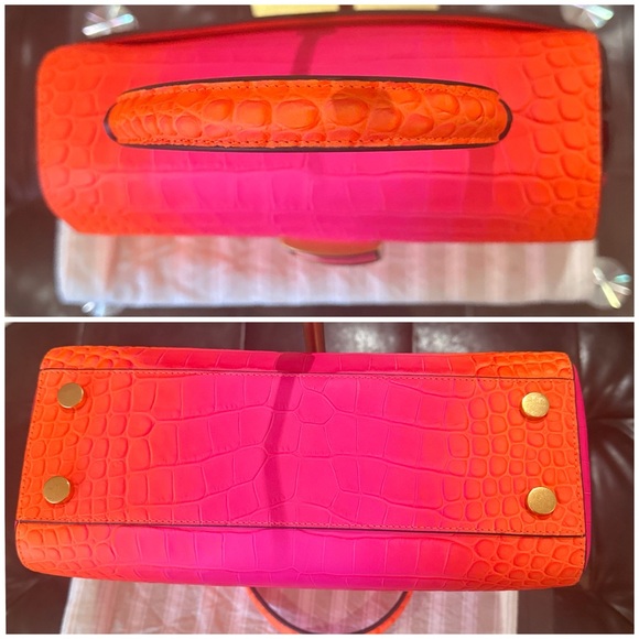 Kate Spade ♠️ New York Katy Ombré Croc Embossed Leather Medium Top Handle - Picture 7 of 16